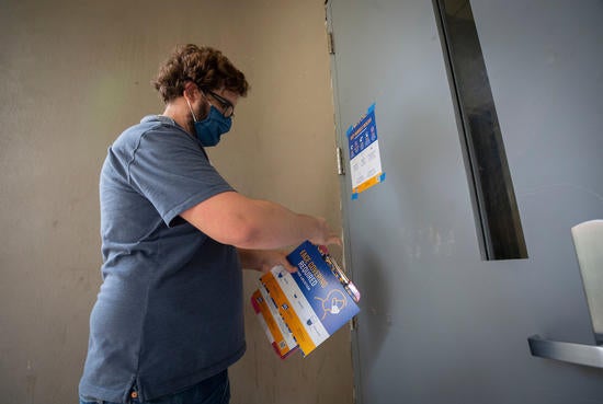 campus signs being put up